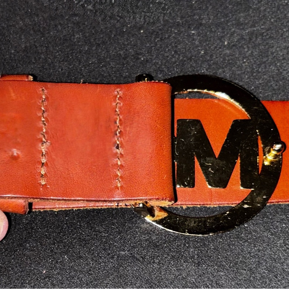 MICHAEL Michael Kors Bubble Logo Brown Pre -Loved Leather Belt - Picture 5 of 15
